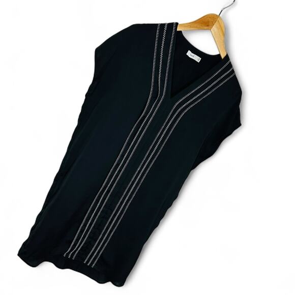 Vince Embroidered Shift Dress Black Minimalist Quiet Luxury Size 4 Small - Picture 5 of 11